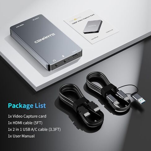 بطاقة التقاط HDMI من الألومنيوم، USB 3.0 1080P 60FPS بطاقة التقاط فيديو صوتية للبث/الألعاب/مؤتمر الفيديو، بطاقة إدخال 4K@30 هرتز وتمريرها لجهاز Nintendo Switch/PS5/Xbox/الكاميرا/الكمبيوتر الشخصي in Saudi Arabia