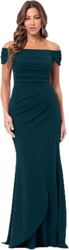 Xscape Women's Off The Shoulder Ruched Floor Length Evening Gown in Saudi Arabia