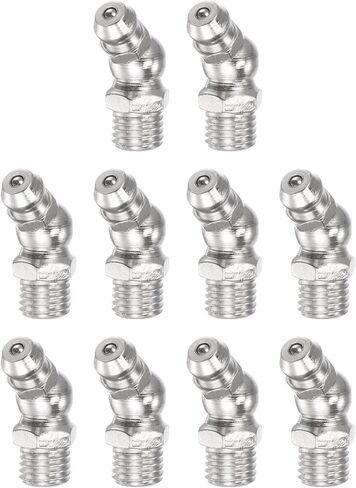 uxcell Nickel-Plated Iron 45 Degree Grease Fitting M8 x 1mm Thread Hydraulic Grease Fitting Accessories, 10Pcs in Kuwait