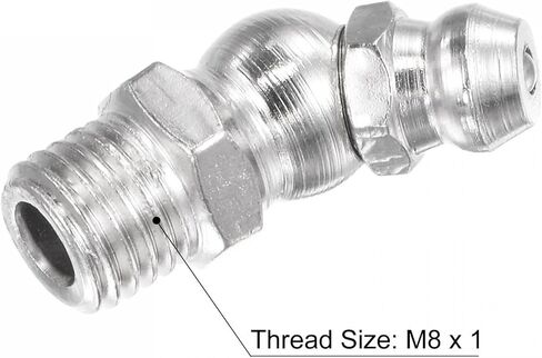 uxcell Nickel-Plated Iron 45 Degree Grease Fitting M8 x 1mm Thread Hydraulic Grease Fitting Accessories, 10Pcs in Kuwait