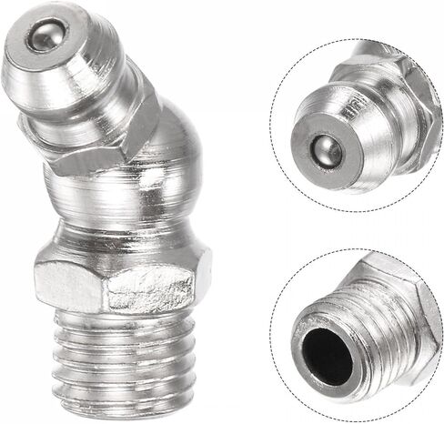 uxcell Nickel-Plated Iron 45 Degree Grease Fitting M8 x 1mm Thread Hydraulic Grease Fitting Accessories, 10Pcs in Kuwait