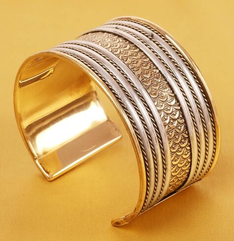 Touchstone Indian Bollywood Handcrafted Slip In Easy To Wear Stylish Wrist Enhancer Designer Broad Jewelry Cuff Bracelet For Women and Men. in Saudi Arabia