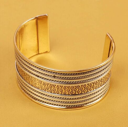 Touchstone Indian Bollywood Handcrafted Slip In Easy To Wear Stylish Wrist Enhancer Designer Broad Jewelry Cuff Bracelet For Women and Men. in Saudi Arabia