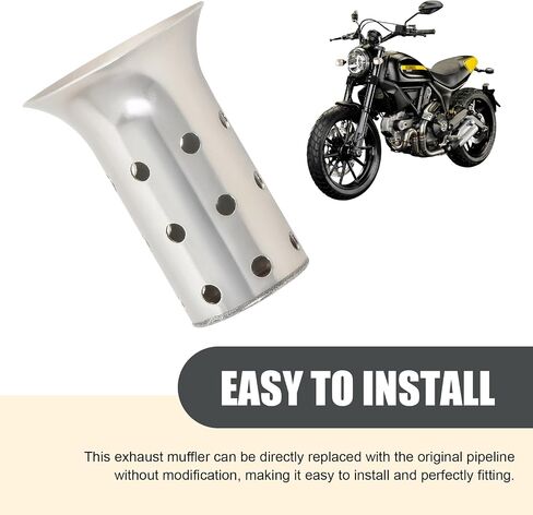 1 PC Motorcycle Modified Exhaust Pipe Muffler, 60 mm Interface Return Pressure Core Muffler, Stainless Steel High Temperature Resistant Detachable Muffler, Universal for Motorcycles (Silver) in Kuwait