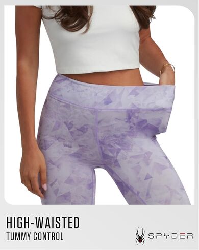 Spyder Women's Activewear Legging - Poly Span Knit UPF 50 High Waisted Tummy Control Printed Athletic Legging (Sizes: S-XL) in Kuwait