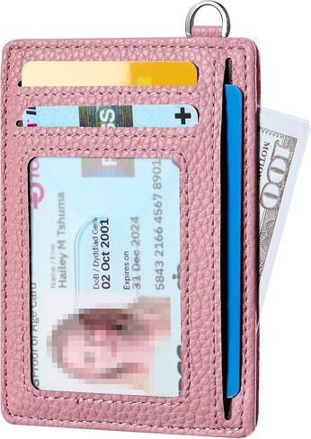 Mayski Slim Minimalist Wallet, Front Pocket Wallets, RFID Blocking, Credit Card Holder for Men & Women(Litchi Pink) in Saudi Arabia