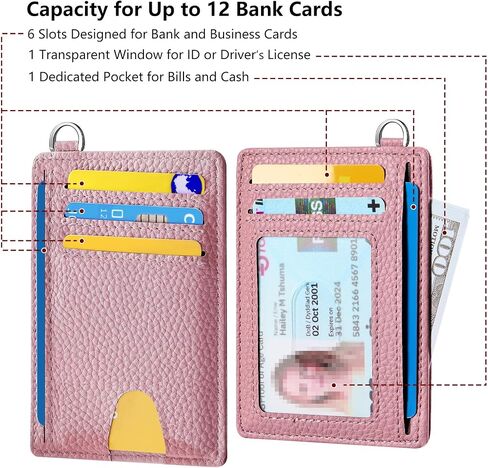 Mayski Slim Minimalist Wallet, Front Pocket Wallets, RFID Blocking, Credit Card Holder for Men & Women(Litchi Pink) in Saudi Arabia