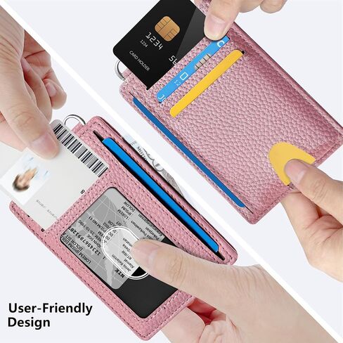 Mayski Slim Minimalist Wallet, Front Pocket Wallets, RFID Blocking, Credit Card Holder for Men & Women(Litchi Pink) in Saudi Arabia