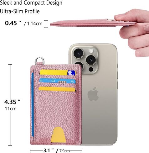 Mayski Slim Minimalist Wallet, Front Pocket Wallets, RFID Blocking, Credit Card Holder for Men & Women(Litchi Pink) in Saudi Arabia
