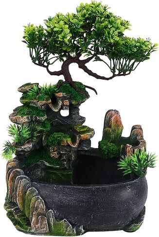 TOPINCN Rockery Stream Tabletop Fountain, Zen Meditation Indoor Waterfall Feature with Automatic Pump and Switch, Desktop Fountain for Home Office Bedroom Decoration in Saudi Arabia