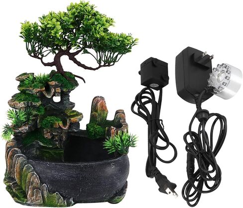 TOPINCN Rockery Stream Tabletop Fountain, Zen Meditation Indoor Waterfall Feature with Automatic Pump and Switch, Desktop Fountain for Home Office Bedroom Decoration in Saudi Arabia