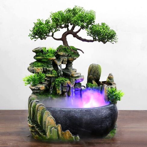 TOPINCN Rockery Stream Tabletop Fountain, Zen Meditation Indoor Waterfall Feature with Automatic Pump and Switch, Desktop Fountain for Home Office Bedroom Decoration in Saudi Arabia
