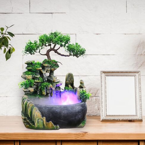 TOPINCN Rockery Stream Tabletop Fountain, Zen Meditation Indoor Waterfall Feature with Automatic Pump and Switch, Desktop Fountain for Home Office Bedroom Decoration in Saudi Arabia