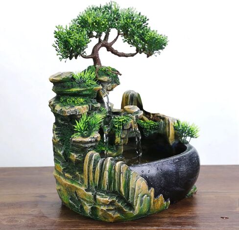 TOPINCN Rockery Stream Tabletop Fountain, Zen Meditation Indoor Waterfall Feature with Automatic Pump and Switch, Desktop Fountain for Home Office Bedroom Decoration in Saudi Arabia