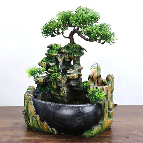 TOPINCN Rockery Stream Tabletop Fountain, Zen Meditation Indoor Waterfall Feature with Automatic Pump and Switch, Desktop Fountain for Home Office Bedroom Decoration in Saudi Arabia