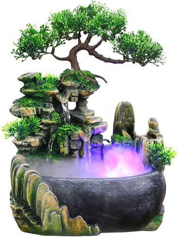 TOPINCN Rockery Stream Tabletop Fountain, Zen Meditation Indoor Waterfall Feature with Automatic Pump and Switch, Desktop Fountain for Home Office Bedroom Decoration in Saudi Arabia