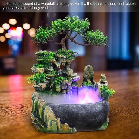 TOPINCN Rockery Stream Tabletop Fountain, Zen Meditation Indoor Waterfall Feature with Automatic Pump and Switch, Desktop Fountain for Home Office Bedroom Decoration in Saudi Arabia