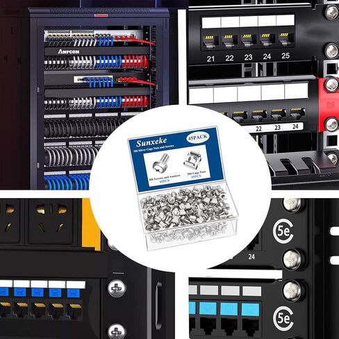 45 Pack M6 x 16mm Rack Mount Screws,Cage Nuts for Rack Mount Server Shelves,Routers,Rack Mount Server Cabinet.Server Rack Screws,Square Insert Nuts and Washers with Box in Kuwait