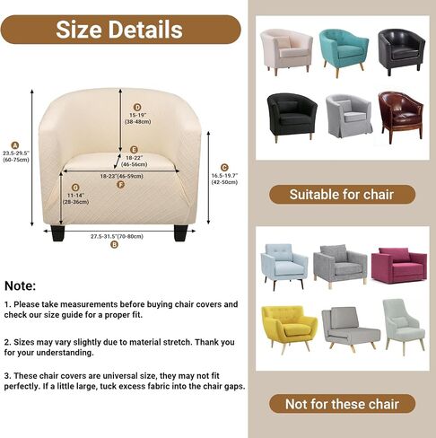 Chair Covers Armchair, 2 Pack Stretch Black Barrel Club Chair Slipcovers, Round Back Chair Sofa Covers Armchair Removable Couch Furniture Protector for Bar Living Room Bedroom Hotel Counter in Saudi Arabia