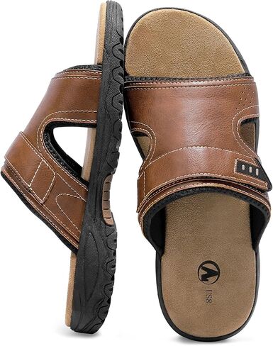 MIXIN Mens Slide Sandals Casual Slip On Beach Sandals with Adjustable Strap for Summer in Kuwait