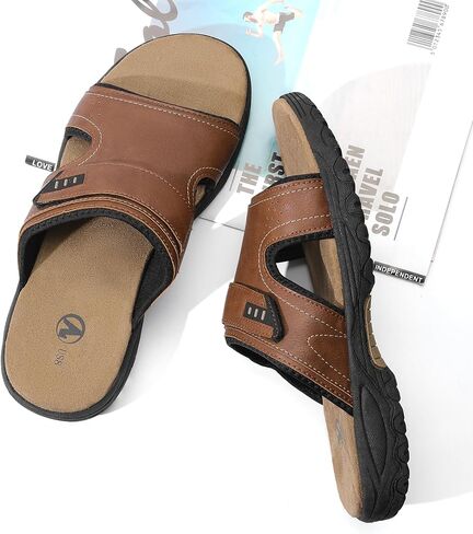 Mixin Mens Slide Sandals زلة عرضية على صندل الشاطئ مع حزام قابل للتعديل للصيف in Kuwait