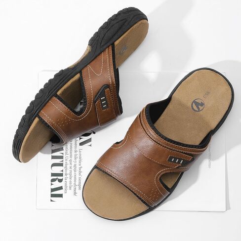 Mixin Mens Slide Sandals زلة عرضية على صندل الشاطئ مع حزام قابل للتعديل للصيف in Kuwait