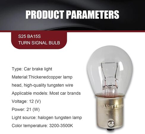 10 PCS 1156 Turn Signal Light, P21 W 1141 S25 12 V 21 W BA15S High Brightness Halogen Bulb, Quartz Glass Waterproof Indicator Bulb Replacement, for Most Cars Trucks Motorcycles (White) in Saudi Arabia