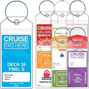 ME.FAN 14 Pack Cruise Luggage Tag Holder for Carnival, Princess, MSC, NCL, Clear Cruise Tags Holder - Waterproof, Reusable, Zip Seal, Cruise Essentials