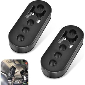 2 PCS Exhaust Muffler Hanger, 4 Holes Adjustable Exhaust System Muffler Hanger, Rubber Insulation High Temperature Resistant Shock Absorber Bushing Bracket, Universal for Most Cars (Black)