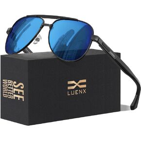 LUENX Aviator Sunglasses for Men Polarized Trendy Shades Driving UV 400 Protection