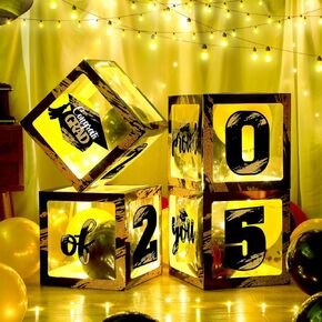 Woanger 44 Pcs Graduation 2024 Box Balloon and LED Light Strings Set Congrats Grad Party Box Decorations Proud of You Graduate Party Supplies for Class of 2024 School Home College(Pink)