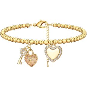 heart bracelets for women，14K Gold Plated Heart bracelets，Mother's Day Gift Anniversary Christmas Birthday Jewelry Gifts for Women Wife Girlfriend