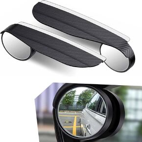 2 PCS Car Rearview Mirror Blind Spot Mirror Rain Eyebrow, Carbon Fiber 2-in-1 Design Vision Adjustable Rearview Mirror, Rain Diversion Rearview Mirror Protection Plate, for Cars (Black)