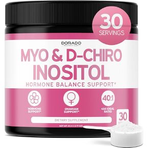 Myo-Inositol & D-Chiro Inositol Supplement Powder (2050mg Per Serving Ideal 40:1 Ratio Myo Inositol,30 Day Supply) For Hormone Balance for Women & Ovarian Health - Third Party Tested, Vegan & USA Made