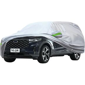 NLQR Full Car Covers Waterproof Protection All Weather Protection Silver Fit Full Padded Car Cover with Straps Fit All SUV 185"