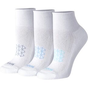 Hanes Ankle, Absolute Run Socks for Women, Breathable Mesh, Seamless Toe, 4-Pack, White/Fashion, 5-9