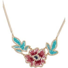 Lucky Brand Women's Floral Statement Beaded Necklace, Gold, Unsized