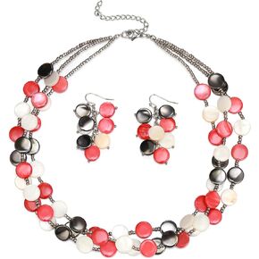 Flyonce Statement Necklaces for Women, Fashion Boho Shell Beaded Chunky Collar Necklace Costume Jewelry
