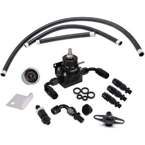 OSIAS خفيفة الوزن منظم ضغط الوقود القابل للتعديل 160PSI KIT Universal AN6 تركيب أنظمة EFI البحرية للسيارات ، خط مضفر أسود
