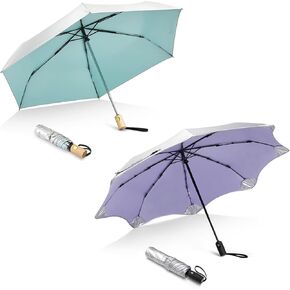 G4Free 42"+46" UPF 50+ UV Protection Travel Umbrella Compact Folding Windproof Sun Rain Umbrellas Auto Open Close