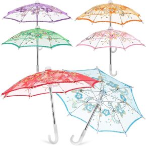 SAFIGLE 6 Pcs Mini Lace Decorative Umbrella Wedding Lace Umbrella Lace Umbrella Sequin Mini Lace Umbrella Miniature Umbrella Lace Umbrellas for Party Umbrella Decor Bride Props Vintage