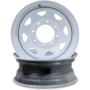 LIBRA 16 x 6 Trailer Wheels 8 Lug on 6.5" Bolt Pattern White Spoke, Set 2-17016