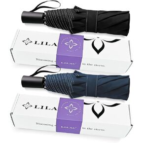 Travel Umbrella for Rain, Compact portable Windproof Easy Open Close, Durable Umbrellas with Quickdraw sleeve for Backpacking, Dual Reflective Thread Design for Night Safety Men & Women 190T