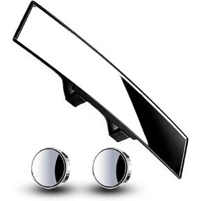 (3 PCS) Car Rear View Mirror and Blind Spot Side Mirror Set, 12'' Universal Panoramic Car Accessories, Easy Clip-On Installation for Cars, Trucks, and SUVs in Saudi Arabia