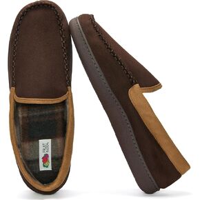 Fruit of the Loom Moccasin Slippers For Men, Memory Foam Sole, Indoor Outdoor