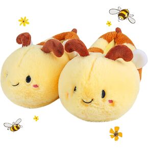 Women's Slippers Cute Bee Animal Slippers Funny Slippers Novelty Cozy Bumblebee Slippers Fuzzy Slippers Soft Winter Warm Slippers House Shoes