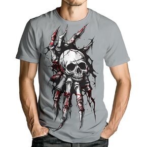 Men's Novelty Skull T-Shirt Vintage Graphic Tee Shirt Short Sleeves