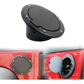 Black Aluminum Gas Cap Cover Fuel Filler Door For Jeep Wrangler 2007-2018 JK & Unlimited Gas Tank Doors Accessories