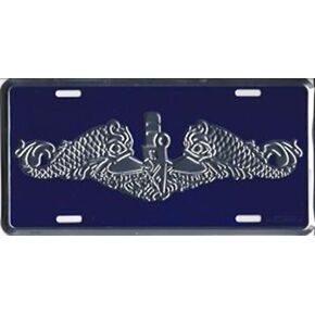 Navy Submarine Dolphin Silver License Plate