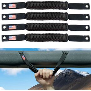 Roll Bar Paracord Grab Bandles متوافق مع Ford Bronco 2021 2022 2/4 Door ، Bronco Grab Handles Inconsips (Black 4pcs)